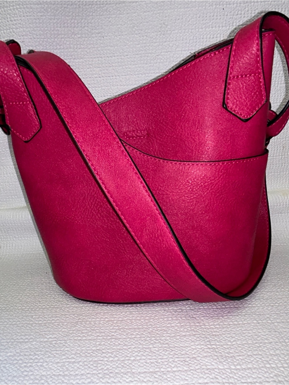 K. Carroll Hannah Hobo Vegan Leather Crossbody Bag Fuchsia Hot Pink